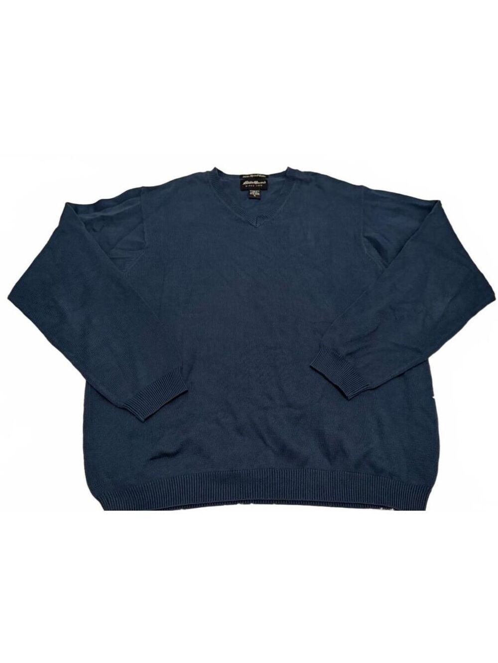 Vintage Eddie Bauer Sweater Men Extra Large Blue supima cotton V Neck Pullover